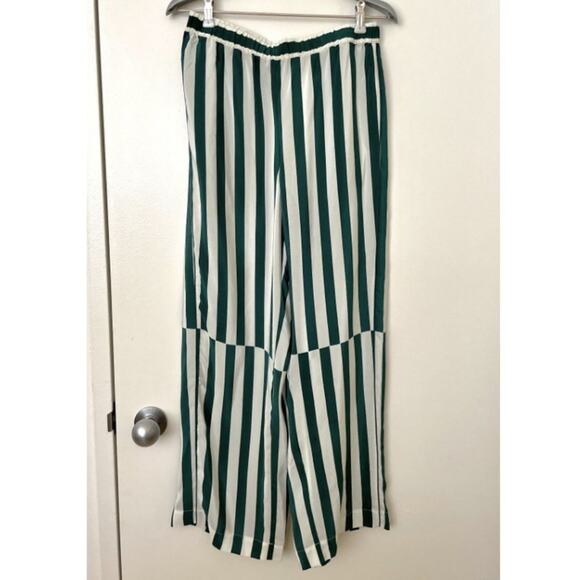 NWOT AYR The Flow State Pant Regatta Green striped high waist silk blend sz M - Picture 2 of 6